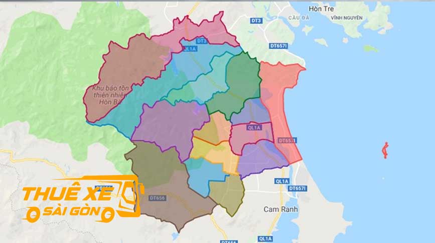 Bảng đồ thuê xe đi huyện Cam Lâm